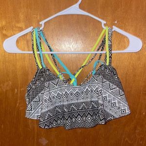 •RED CAMEL•BLACK/WHITE BOHO STRAPPY  BACK BIKINI TOP IN SIZE SMALL EUC